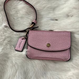 COACH Pink Metallic Card Case w/Hang Tag